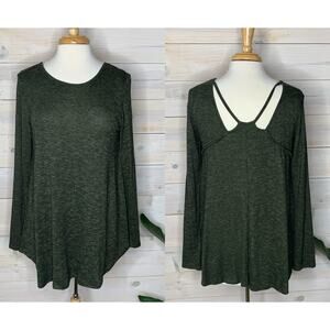 Dark Olive Green Long Sleeve Shirt with Keyhole Detailing